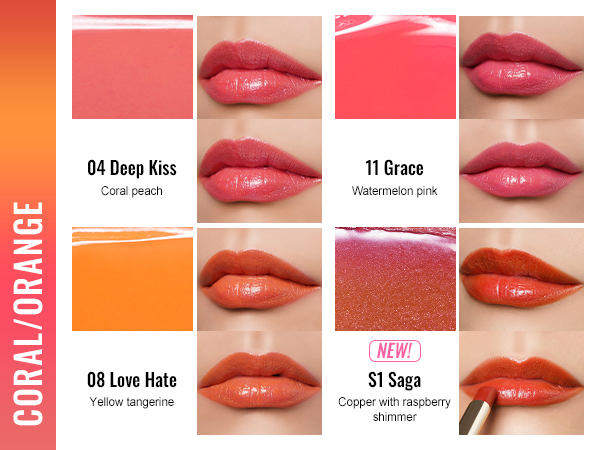 02 (Mb）Moisture Shine Tinted Lipstick-05 Lips Swatch-03 Coral_Orange-600×450