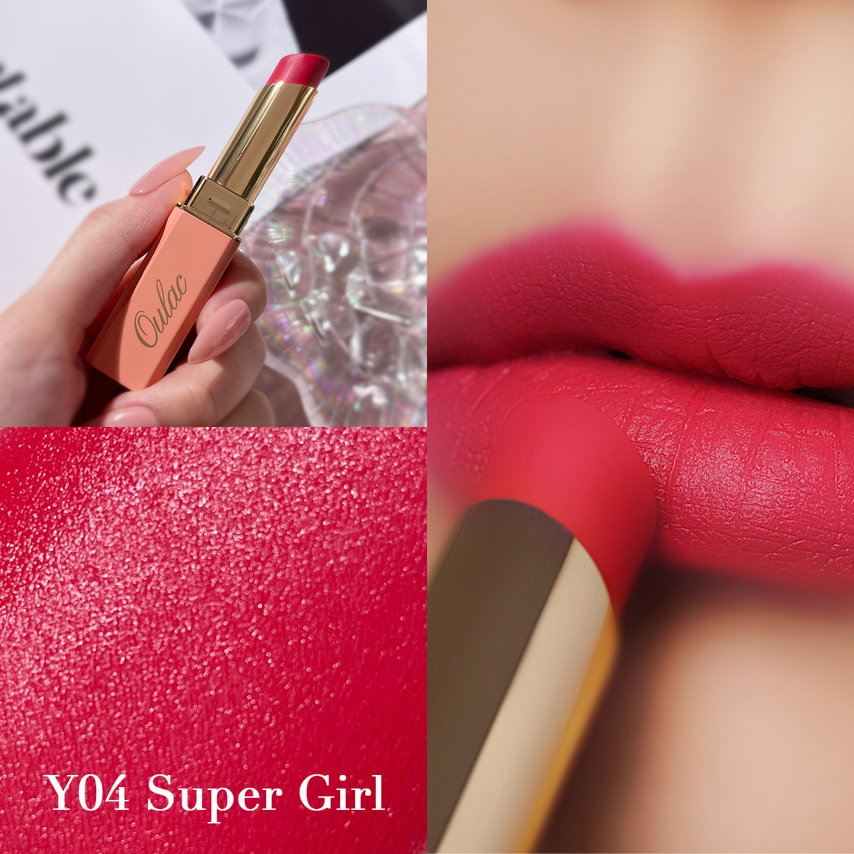 04 Velvet-Matte-Lipstick-Y04-Super-Girl-Product-Scene-Texture-Model