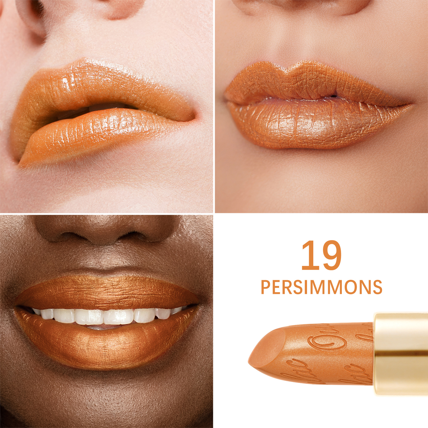 Metallic Shine Lipstick 19 Persimmons Product Face Swatch 1500X1500 Metallic Shine Lipstick 19 Persimmons Product Face Swatch 1500X1500