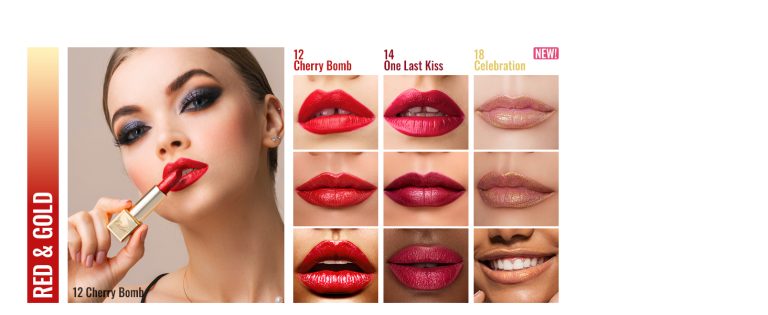 (PC）Metallic Shine Lipstick-Face Swatch-Renew-02-Red _ Gold（1464×600）