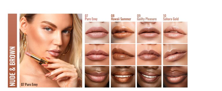 (PC）Metallic Shine Lipstick-Face Swatch-Renew-04-Nude _ Brown（1464×600）